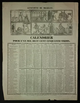 P. Dubuc ; Sébastien Mégard calendrier GENEVIEVE DE BRABANT.  CALENDRIER Rouen 1852 1953.12.94 Photo