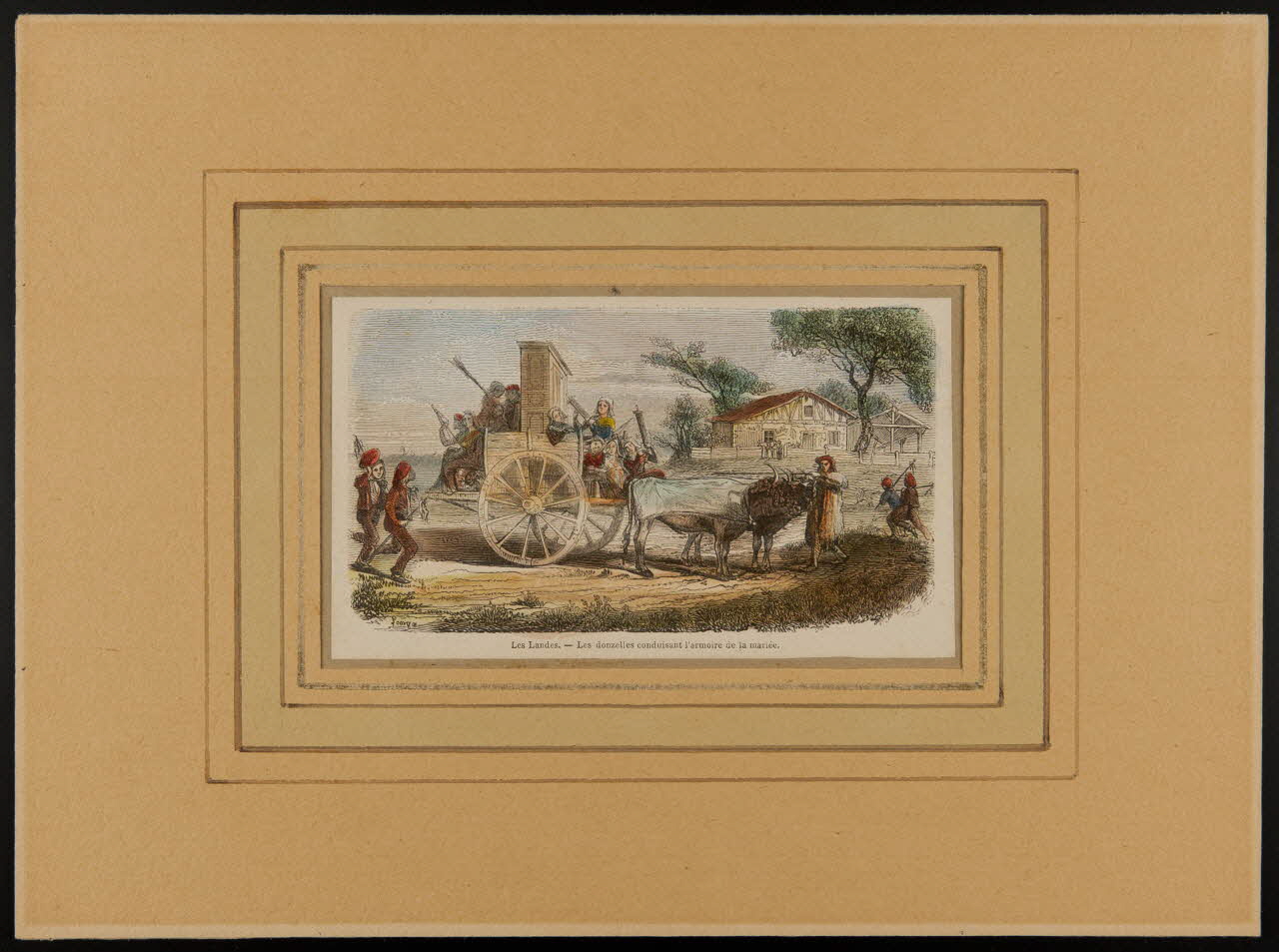 estampe Les Landes. - Les donzelles conduisant l'armoire de la mariée. D1953.15.126 Photo