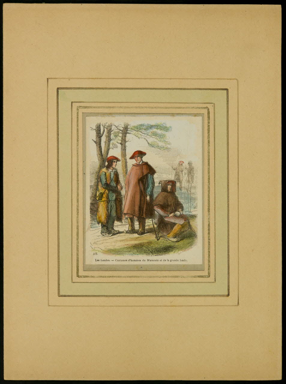 estampe Les Landes. - Costumes d'hommes du Maransin et de la grande lande D1953.15.129 Photo