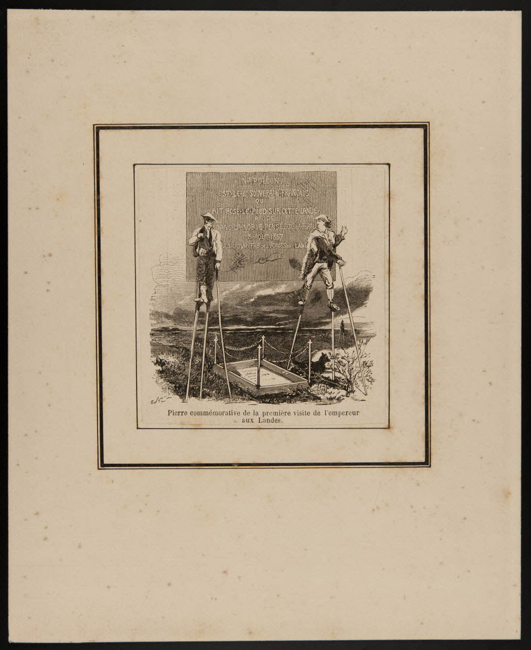 estampe Pierre commémorative de la première visite de l'empereur  aux Landes D1953.15.140 Photo