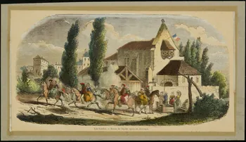estampe Les Landes. - Sortie de l'église après un mariage. D1953.15.141  Photo