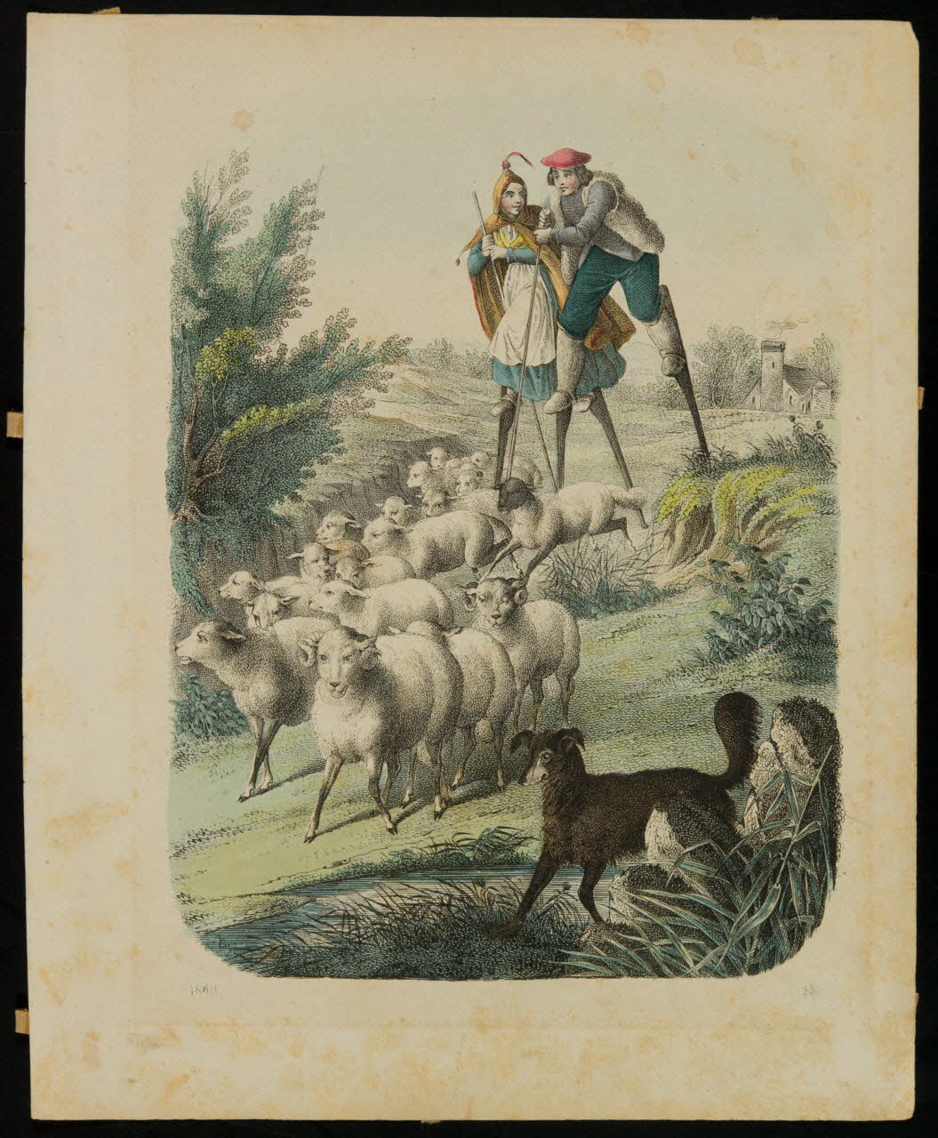 estampe Berger et bergère sur des échasses D1953.15.151 Photo