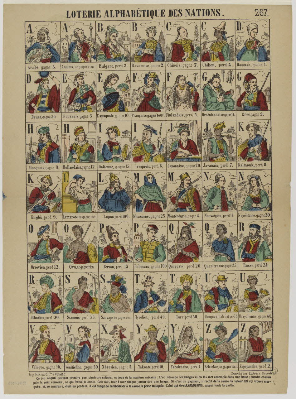 estampe LOTERIE ALPHABETIQUE DES NATIONS. 1953.86.4355 Photo RMN-Grand Palais (Mucem)