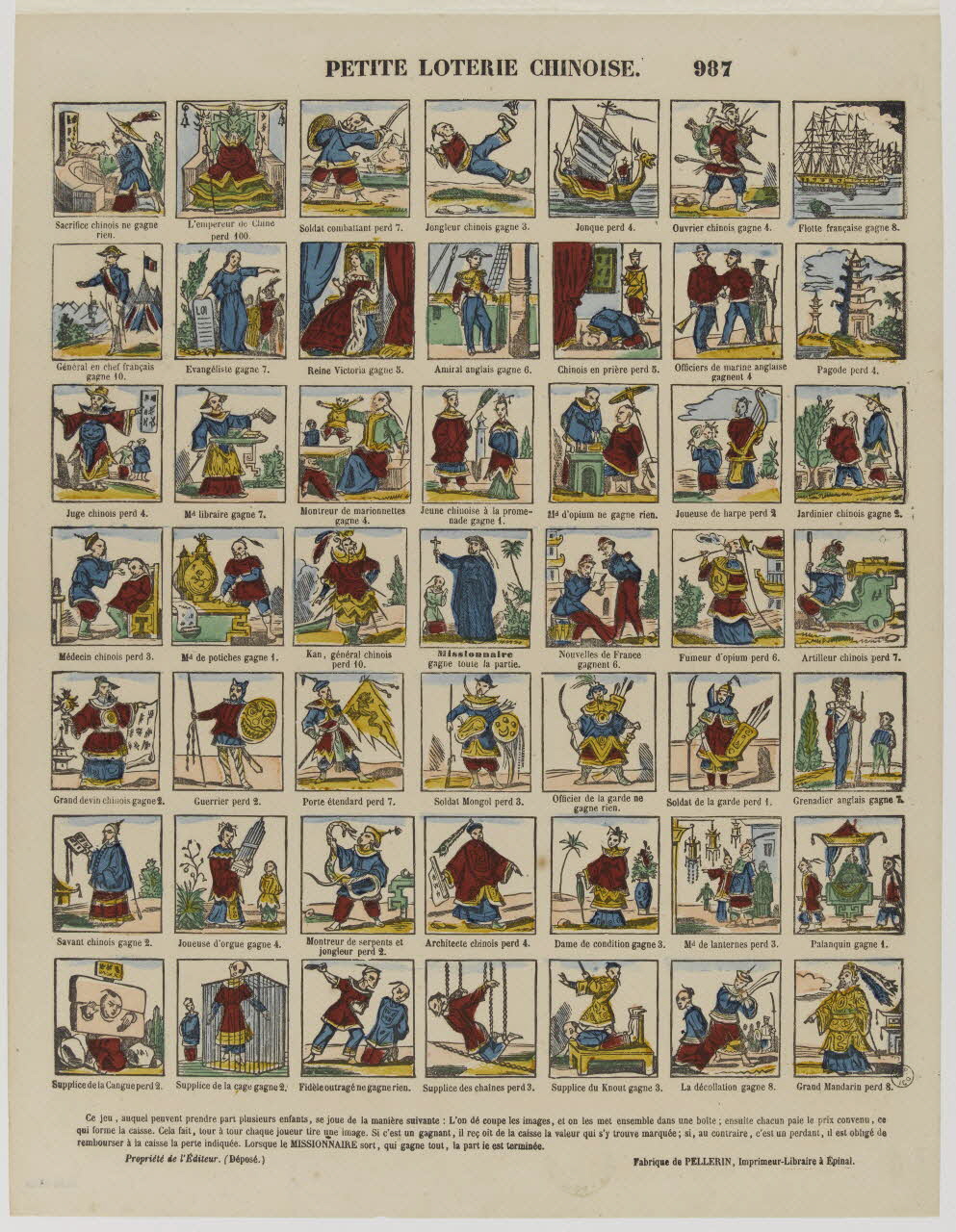 estampe PETITE LOTERIE CHINOISE. 1953.86.4358 Photo RMN-Grand Palais (Mucem)