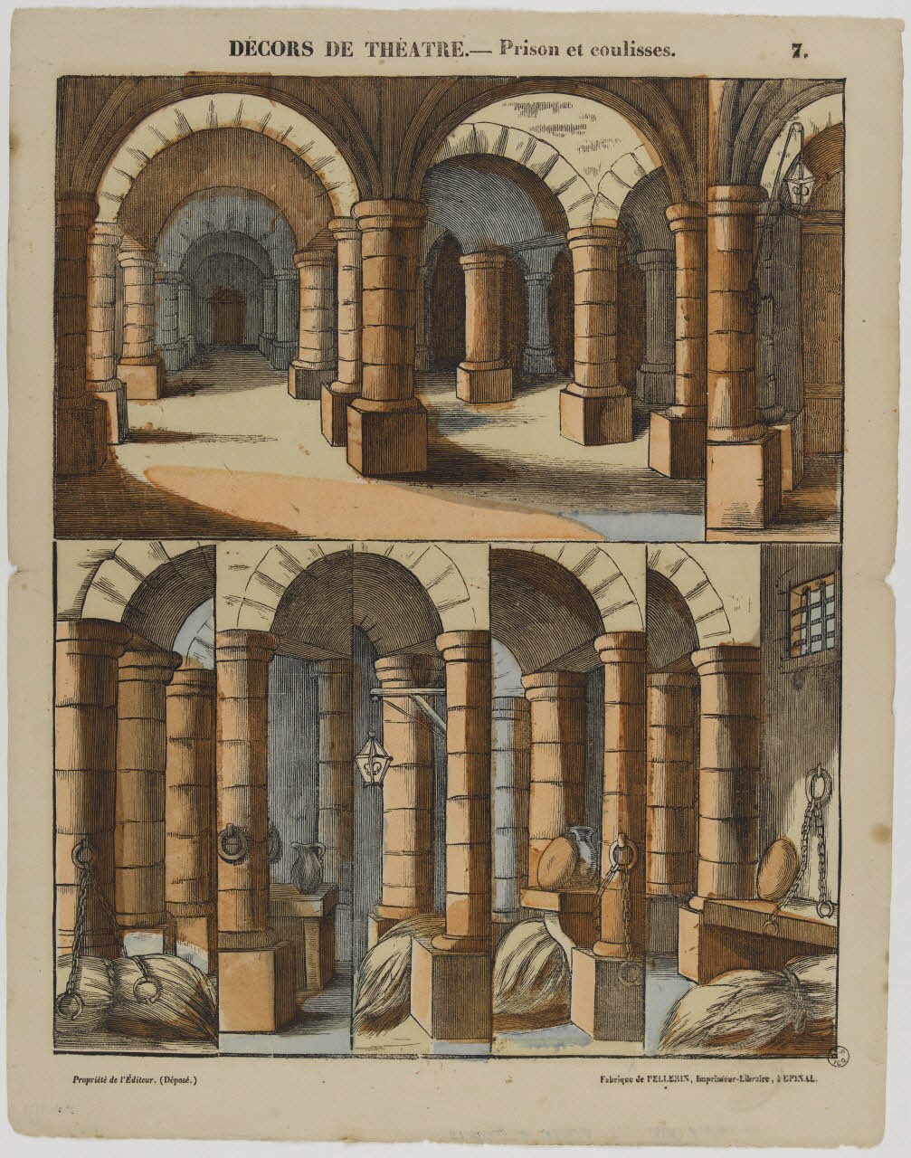 estampe DECORS DE THEATRE.- Prison et coulisses. 1953.86.4494 Photo RMN-Grand Palais (Mucem)
