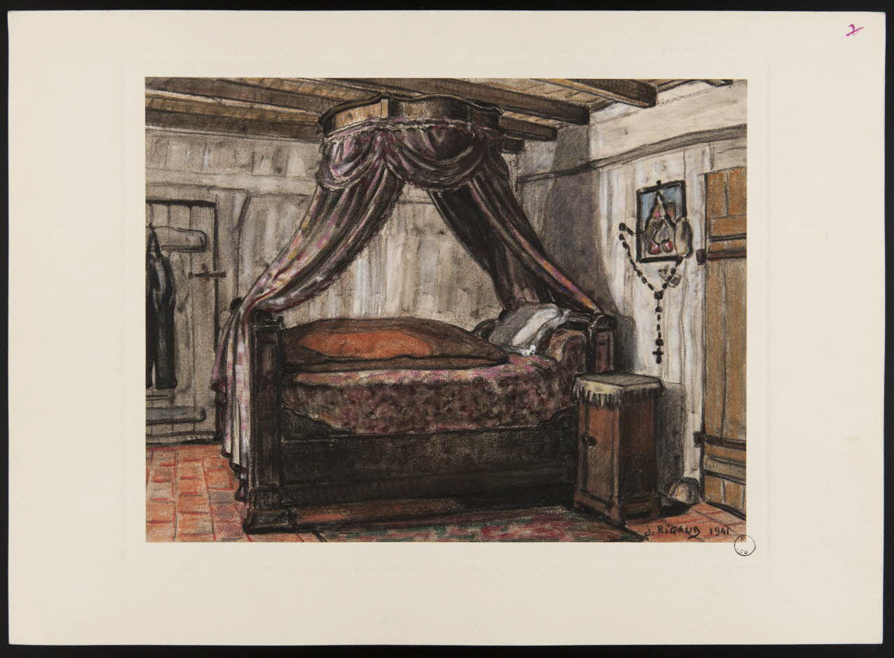 Rigaud Jean dessin Intérieur d'une chambre dans une chaumière des Landes 1941 D1953.15.187 Photo
