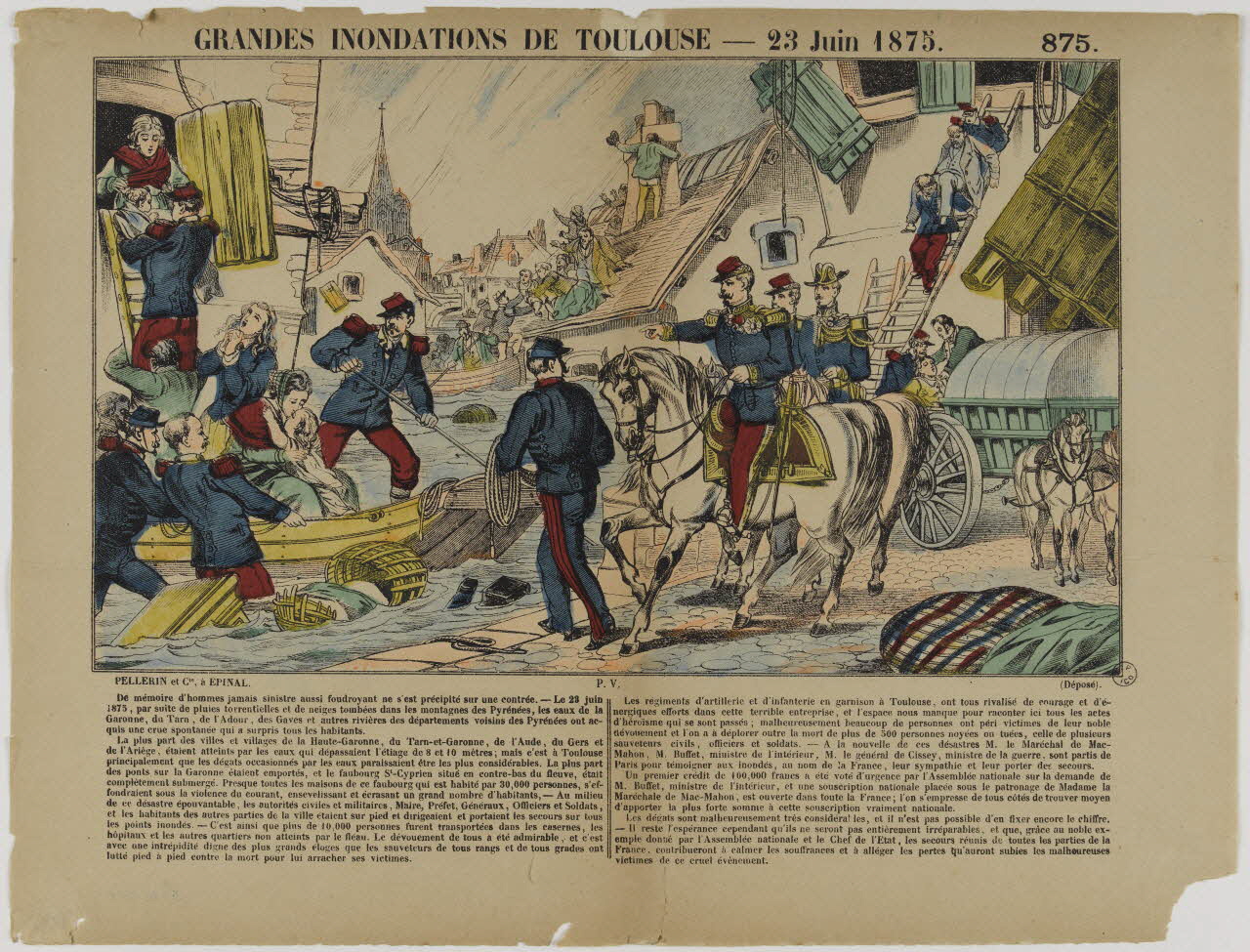 estampe GRANDES INONDATIONS DE TOULOUSE - 23 Juin 1875. 1953.86.4817 Photo RMN-Grand Palais (Mucem)