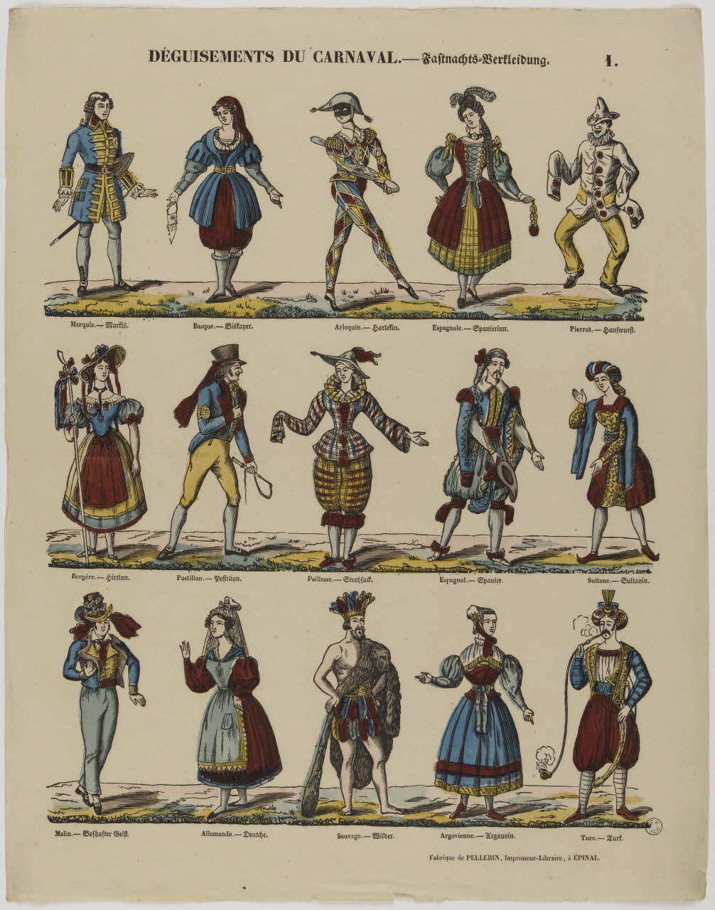 estampe DEGUISEMENTS DU CARNAVAL. 1953.86.4939 Photo RMN-Grand Palais (Mucem)