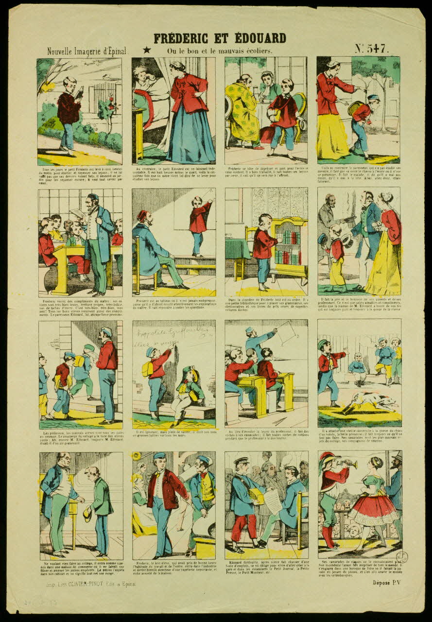 estampe FREDERIC ET EDOUARD Ou le bon et le mauvais écoliers. 1953.41.126 Photo