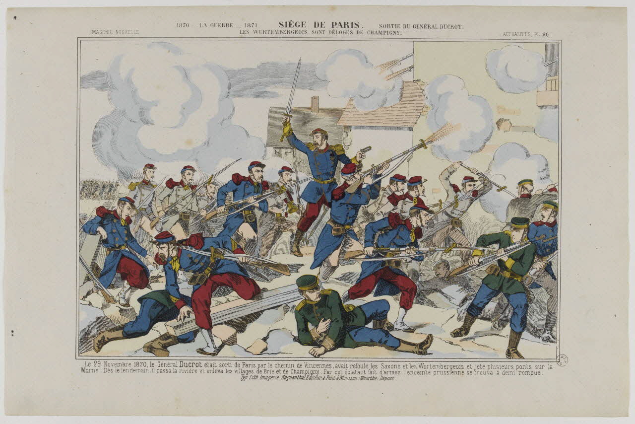 estampe 1870 - LA GUERRE - 1871. SIÈGE DE PARIS. SORTIE DU GÉNÉRAL DUCROT. 1953.86.1165 Photo RMN-Grand Palais (Mucem)