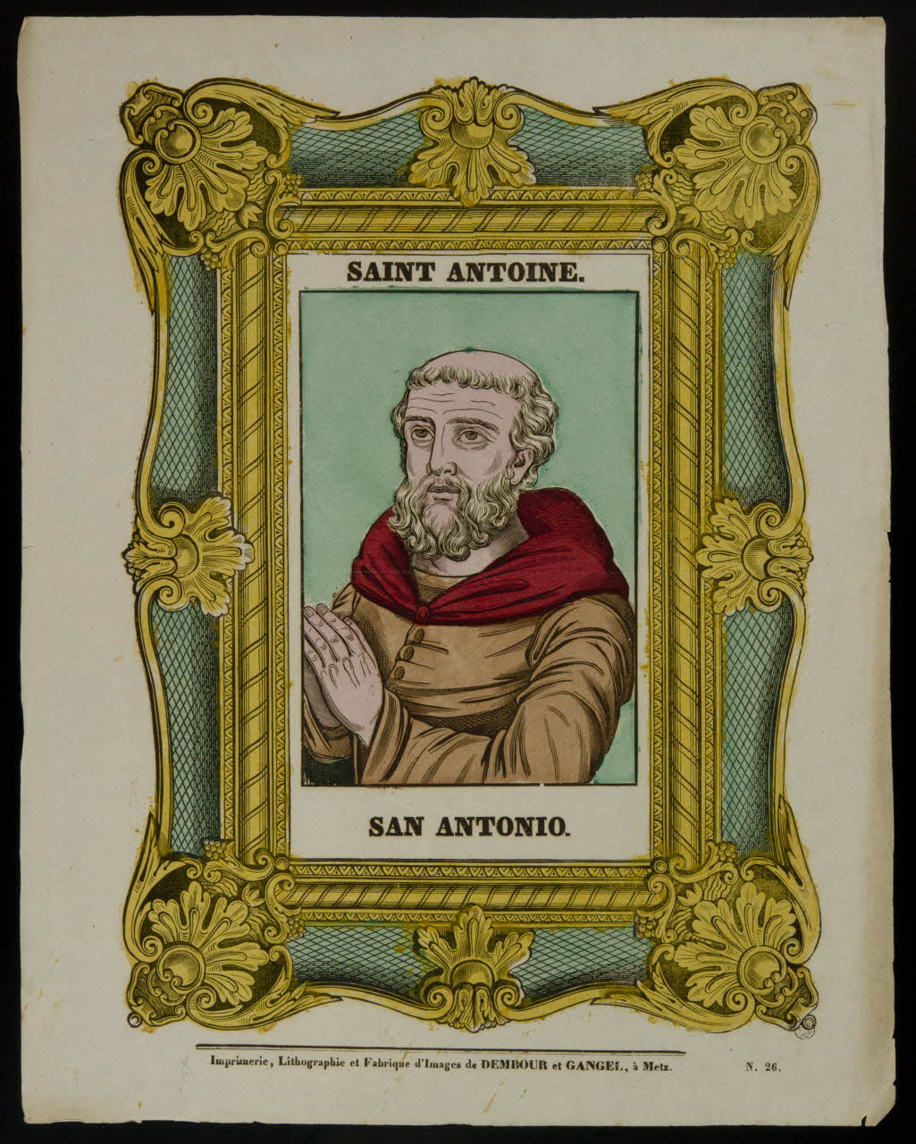 Dembour et Gangel estampe SAINT ANTOINE. Metz 1840-1852 1953.41.17 Photo