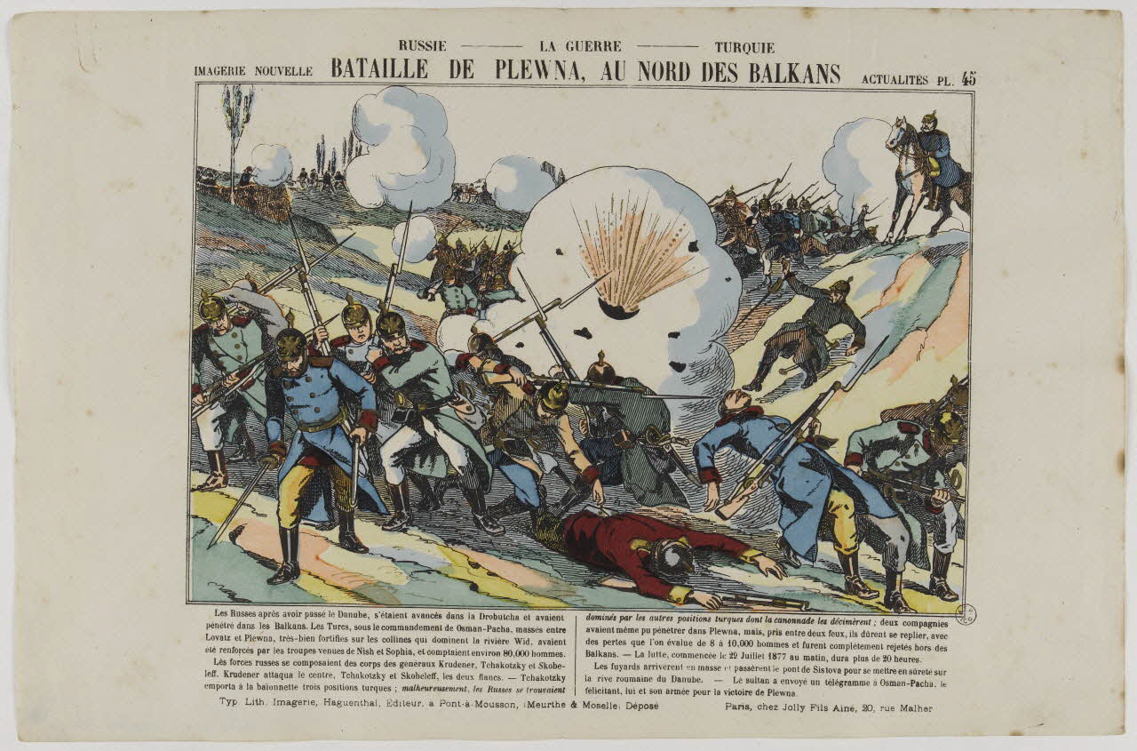 estampe RUSSIE - LA GUERRE - TURQUIE  BATAILLE DE PLEWNA, AU NORD DES BALKANS 1953.86.918 Photo RMN-Grand Palais (Mucem)