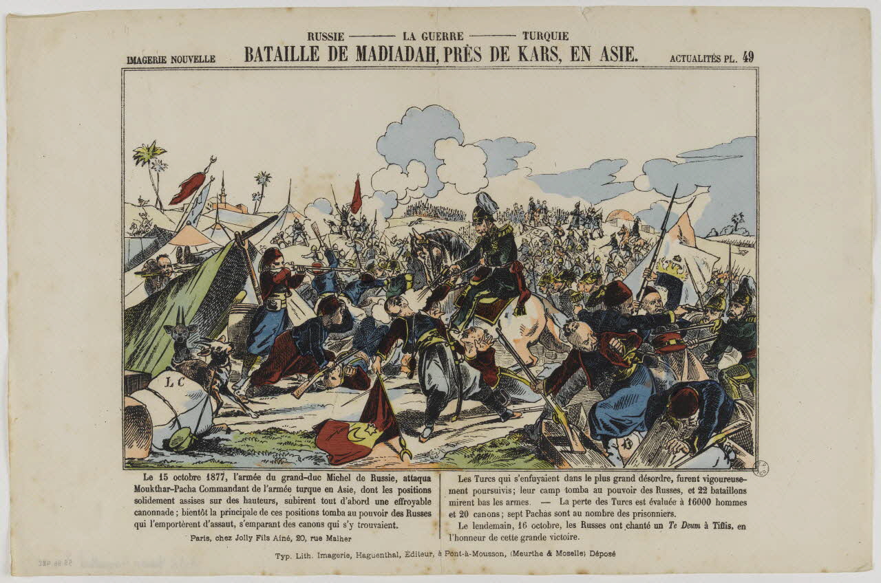 estampe RUSSIE - LA GUERRE - TURQUIE  BATAILLE DE MADIADAH, PRES DE KARS, EN ASIE. 1953.86.922 Photo RMN-Grand Palais (Mucem)
