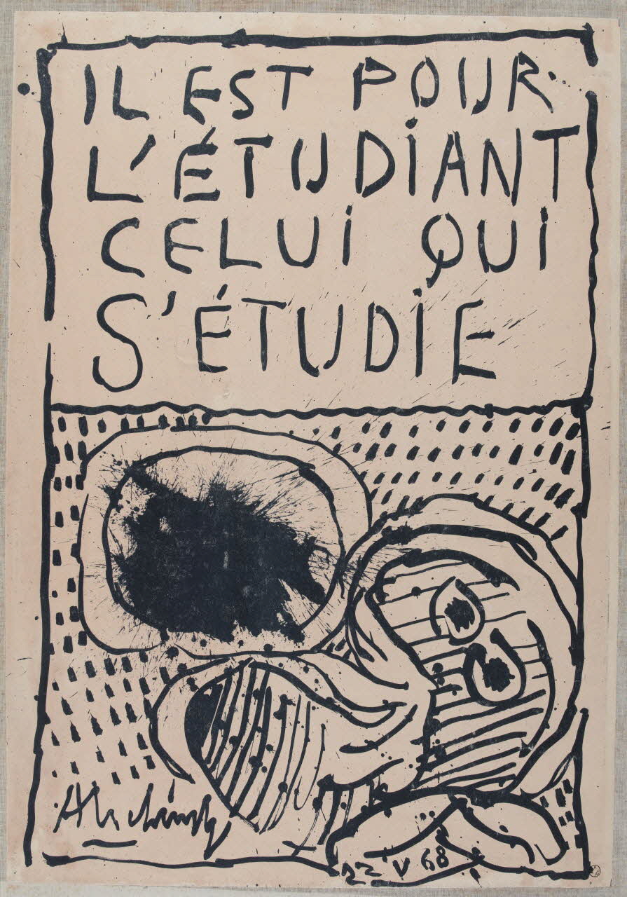 Pierre Alechinsky affiche IL EST POUR  L'ETUDIANT  CELUI QUI  S'ETUDIE Paris 1968 1968.42.1 Photo RMN-Grand Palais (Mucem)