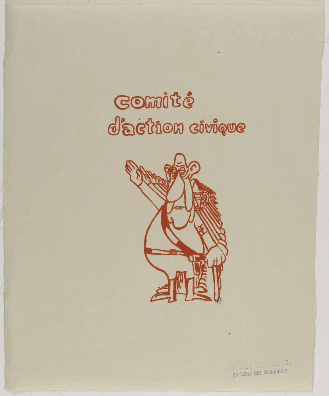 Atelier populaire de l'École nationale supérieure des beaux arts. Paris affiche comité  d'action civique Ile-de-France, France 1968 1968.48.7 Photo RMN-Grand Palais (Mucem)