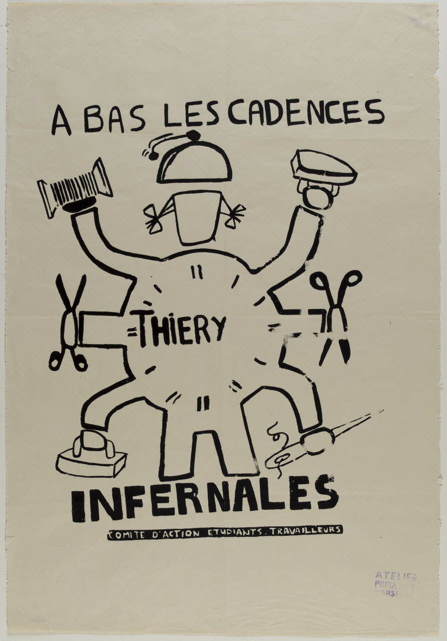 affiche A BAS LES CADENCES  INFERNALES  COMITE D'ACTION ETUDIANTS-TRAVAILLEURS Provence-Alpes-Côte d’Azur, France 1968 1969.25.18 Photo RMN-Grand Palais (Mucem)