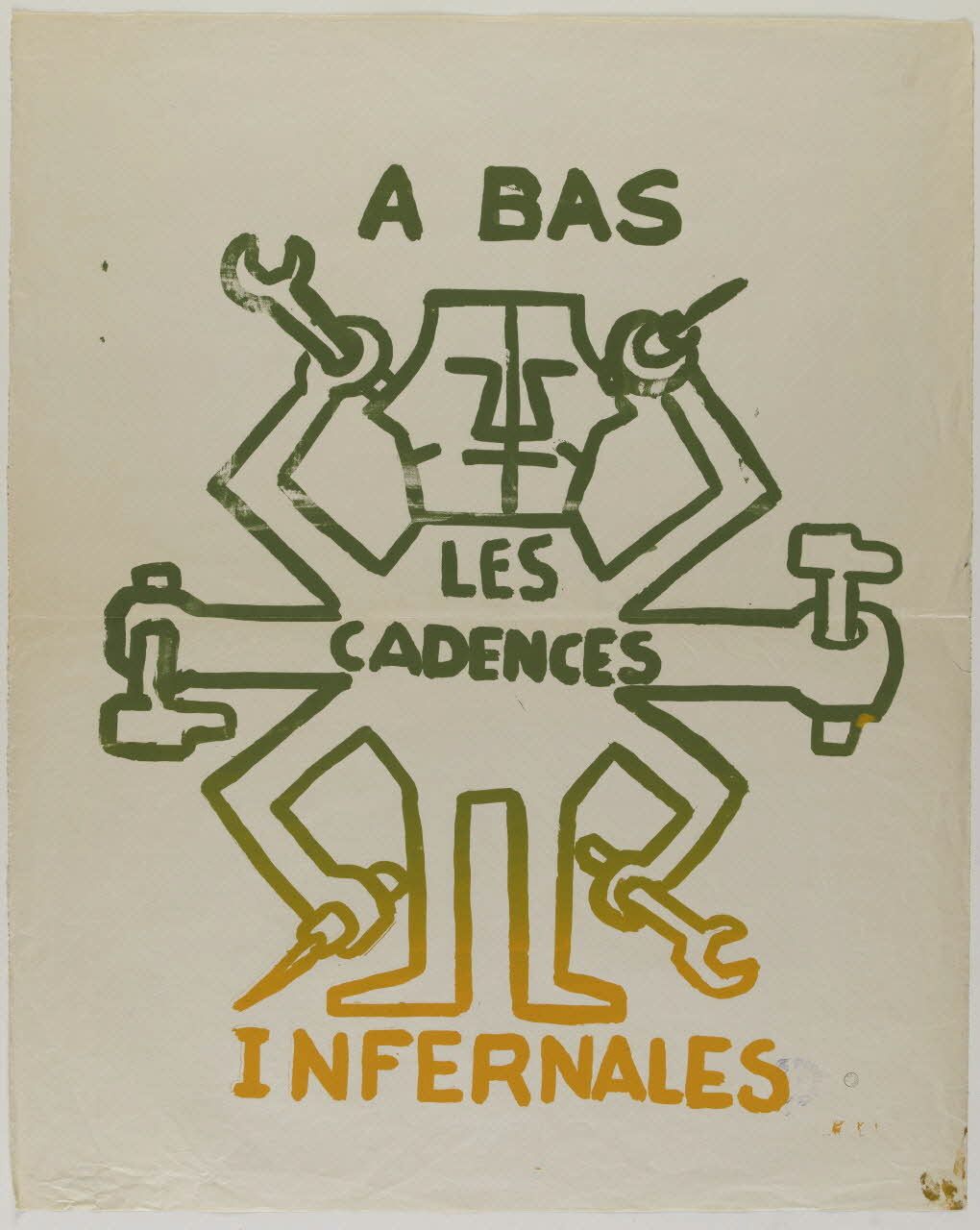 Atelier populaire de l'École nationale supérieure des beaux arts. Paris affiche A BAS  LES  CADENCES  INFERNALES Paris 1968 1971.15.2 Photo RMN-Grand Palais (Mucem)