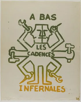 Atelier populaire de l'École nationale supérieure des beaux arts. Paris affiche A BAS  LES  CADENCES  INFERNALES Paris 1968 1971.15.2 Photo RMN-Grand Palais (Mucem)
