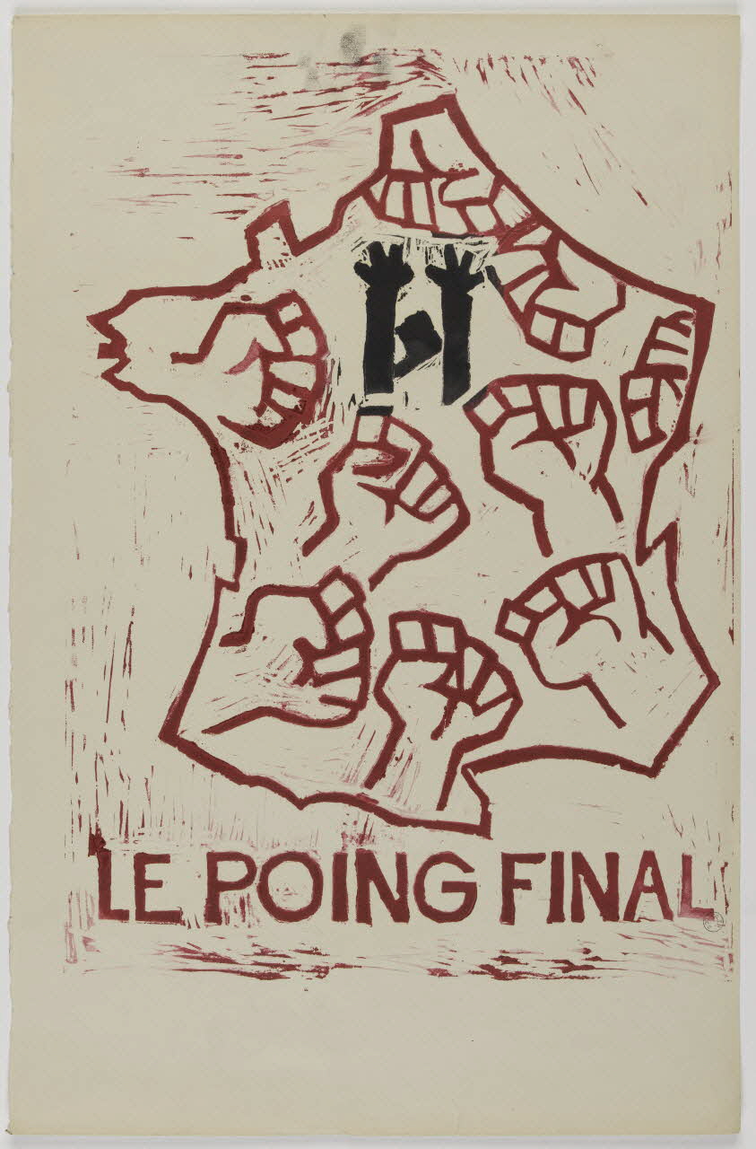 Atelier populaire de l'École nationale supérieure des beaux arts. Paris affiche LE POING FINAL Paris 1968 1971.15.6 Photo RMN-Grand Palais (Mucem)