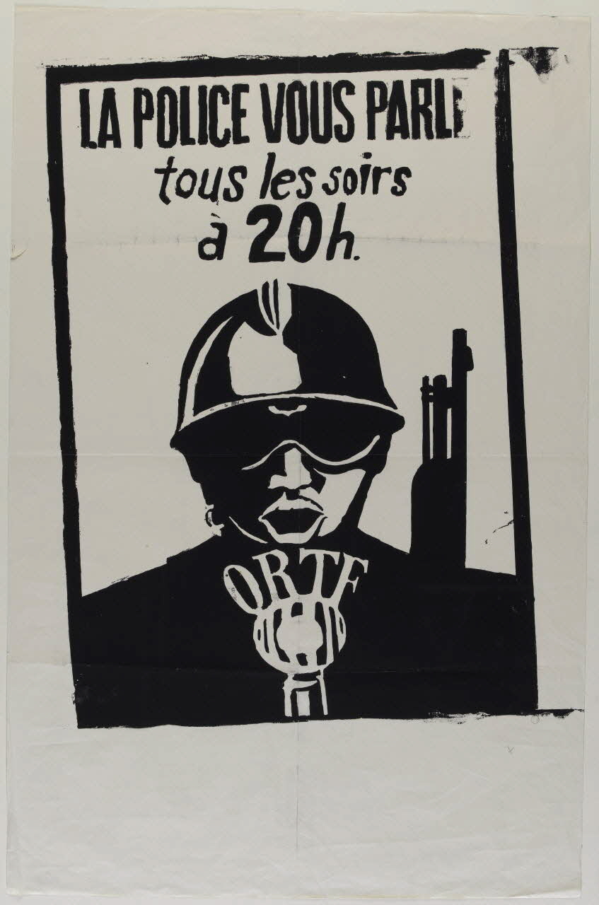 affiche LA POLICE VOUS PARLE  tous les soirs  à 20h. Paris 1968 1971.32.35 Photo RMN-Grand Palais (Mucem)/ Franck Raux