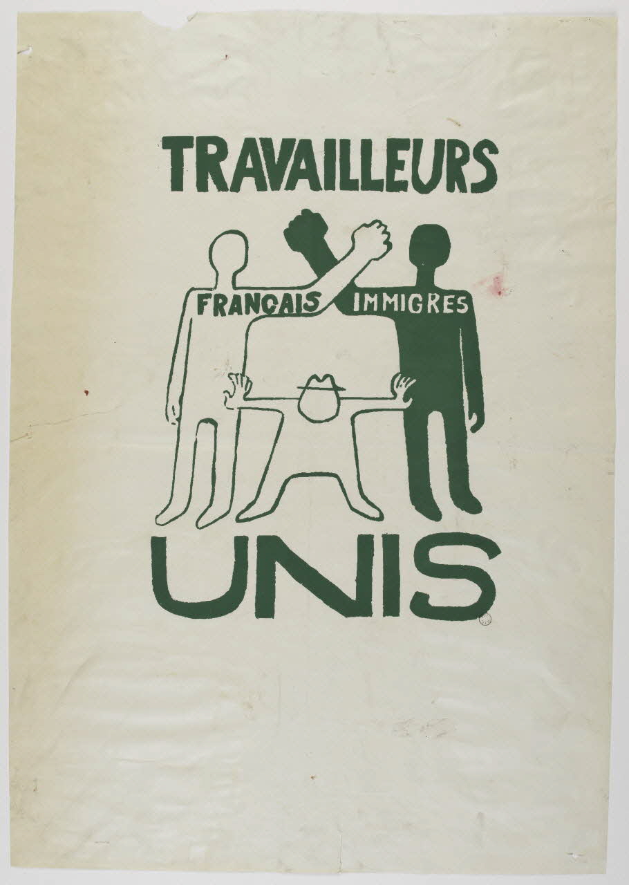 affiche TRAVAILLEURS  FRANCAIS IMMIGRES  UNIS Paris 1968 1972.11.55 Photo RMN-Grand Palais (Mucem)