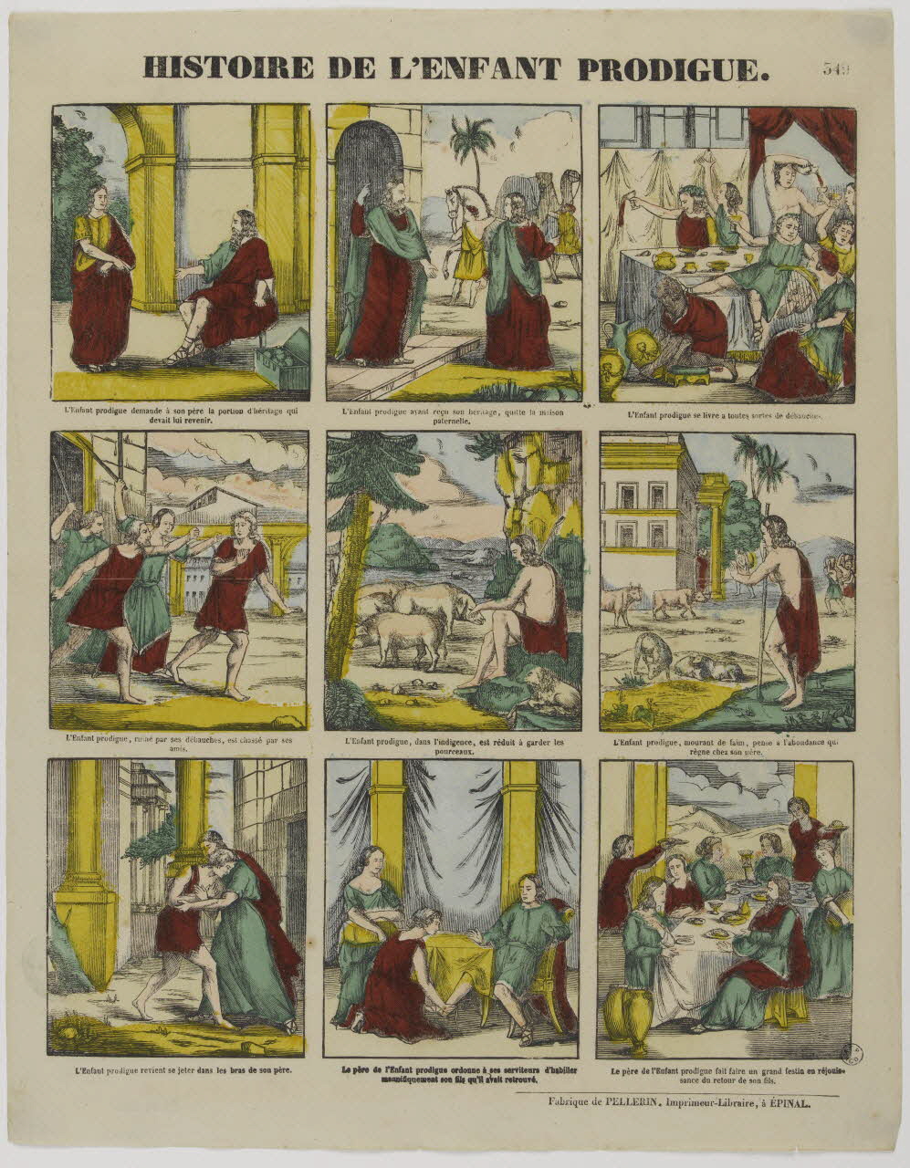 Nicolas Pellerin estampe HISTOIRE DE L'ENFANT PRODIGUE. Lorraine, France 1830-1840 1953.86.3161 Photo RMN-Grand Palais (Mucem)