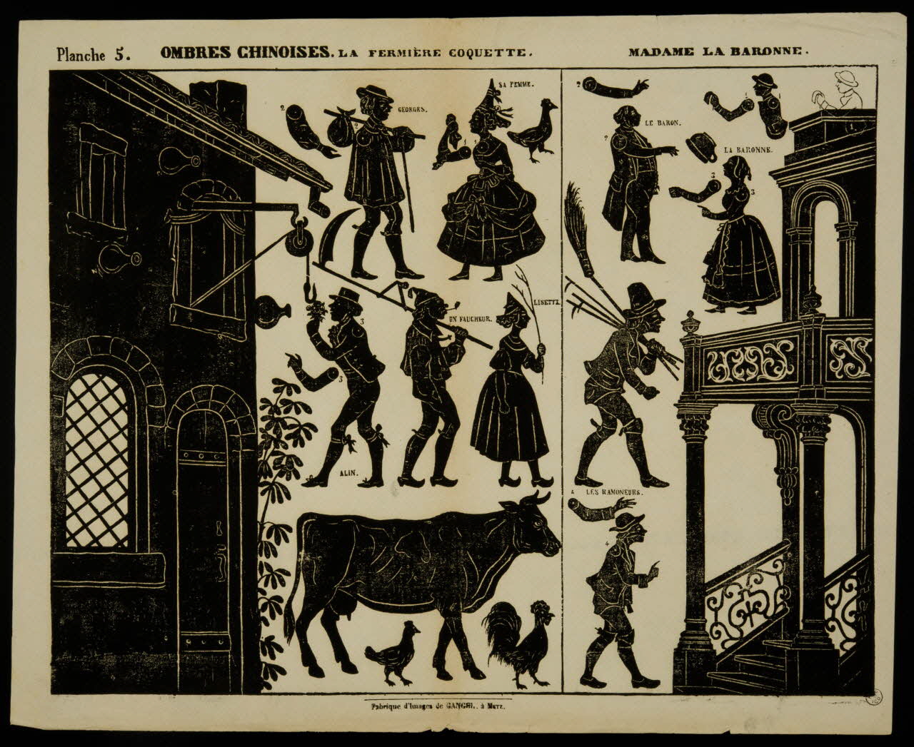 Charles Nicolas Gangel jeu, ombre chinoise OMBRES CHINOISES. LA FERMIERE COQUETTE. Metz 1852-1858 1953.41.292 Photo
