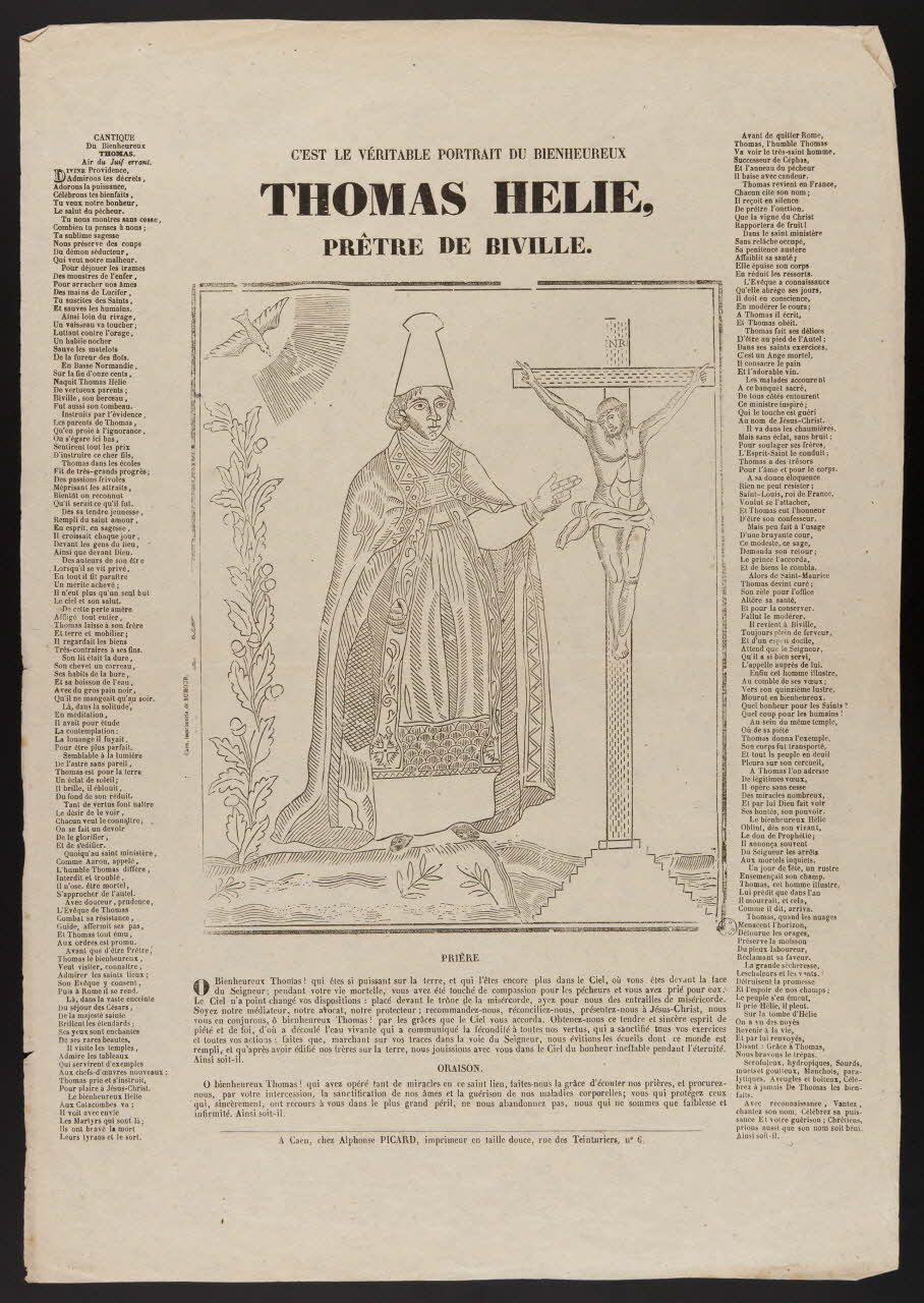 estampe C'EST LE VERITABLE PORTRAIT DU BIENHEUREUX  THOMAS HELIE,  PRETRE DE BIVILLE 1953.41.3 Photo