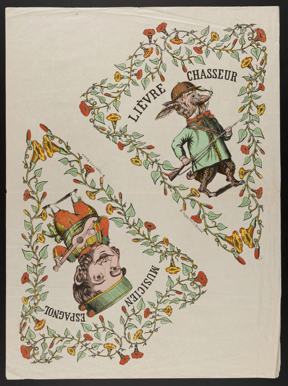 estampe LIEVRE CHASSEUR  MUSICIEN ESPAGNOL 1953.41.304 Photo