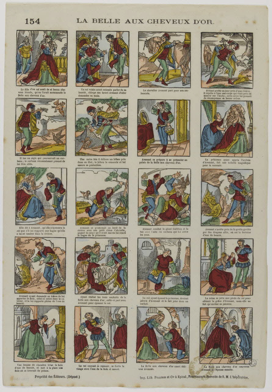 Pellerin estampe LA BELLE AUX CHEVEUX D'OR. Lorraine, France 1867 1953.86.3394 Photo RMN-Grand Palais (Mucem)