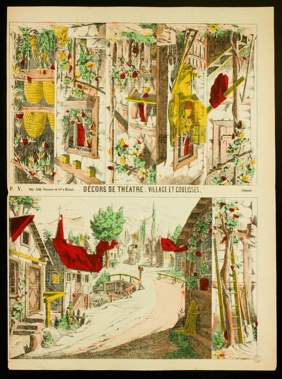 estampe DECORS DE THEATRE. VILLAGE ET COULISSES. 1953.41.313 Photo