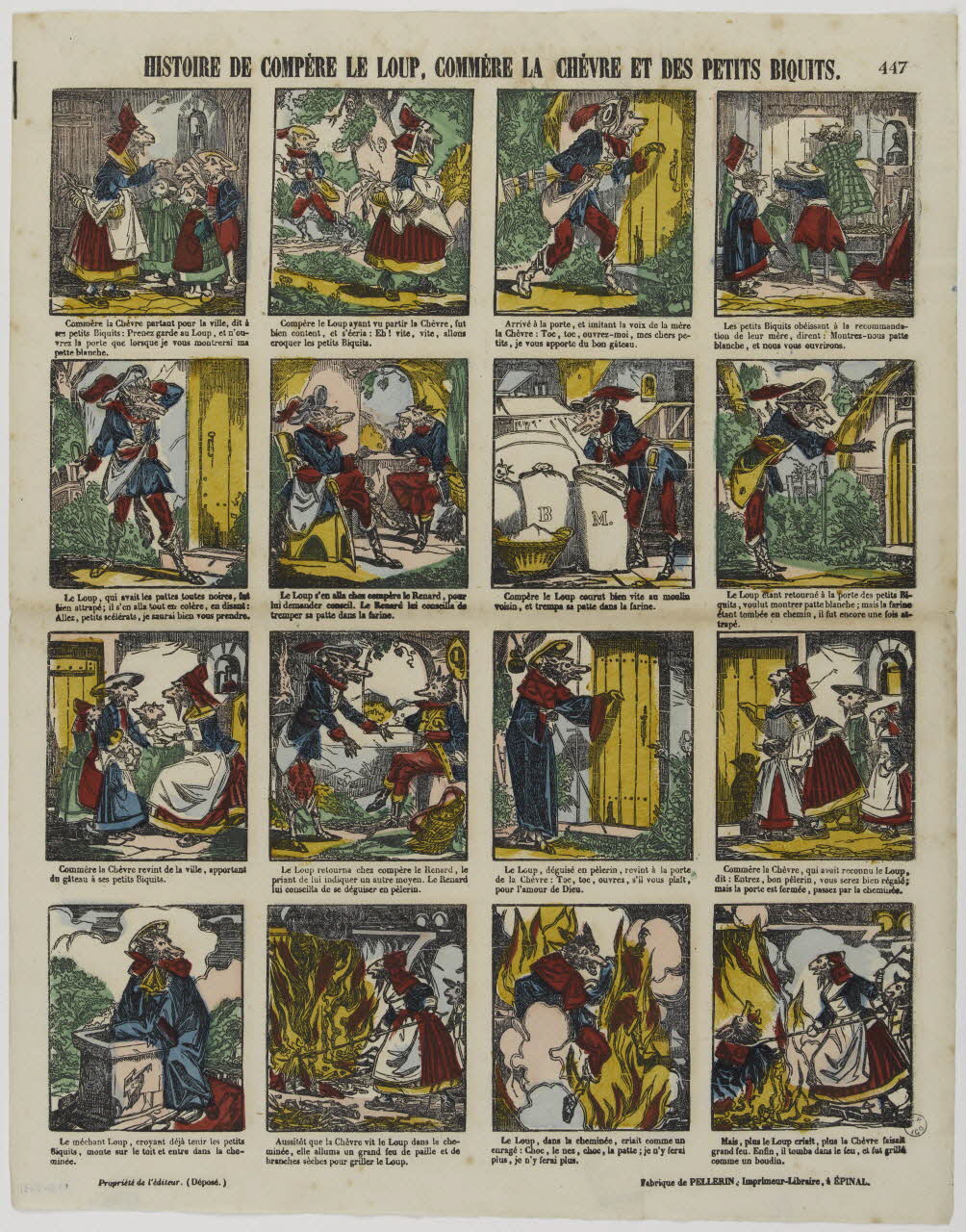 estampe HISTOIRE DE COMPERE LE LOUP, COMMERE LA CHEVRE ET DES PETITS BIQUITS. 1953.86.3631 Photo RMN-Grand Palais (Mucem)