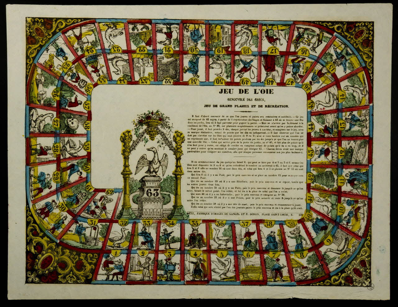 Paulin Didion jeu de l'oie JEU DE L'OIE. Metz 1869-1879 1953.41.338 Photo