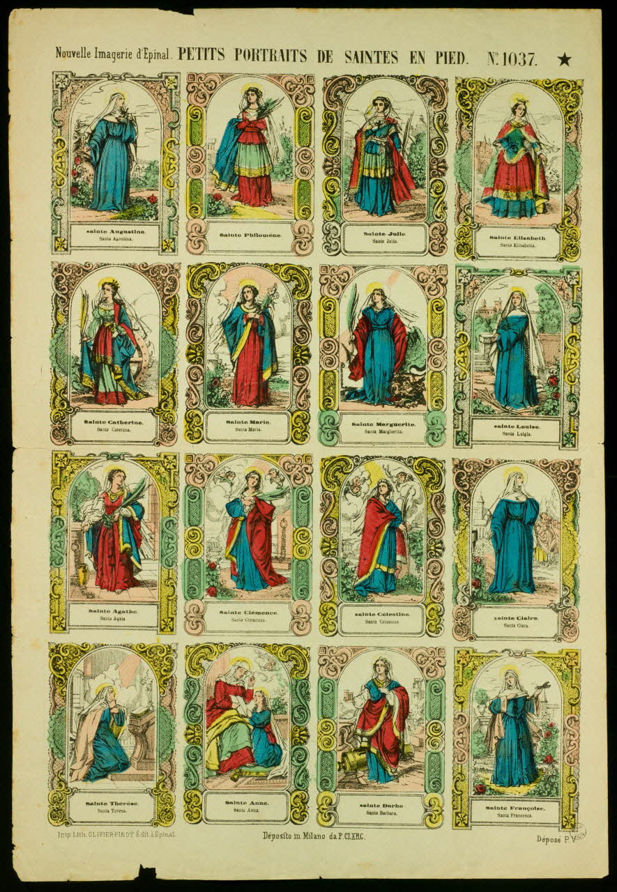 estampe PETITS PORTRAITS DE SAINTES EN PIED. 1953.41.34 Photo