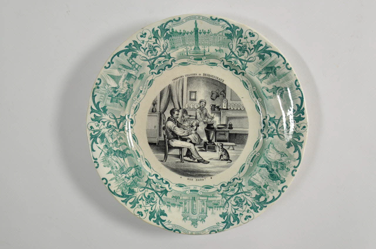 assiette plate Chansons lilloises de Desrousseaux 1968.20.4 Photo Mucem