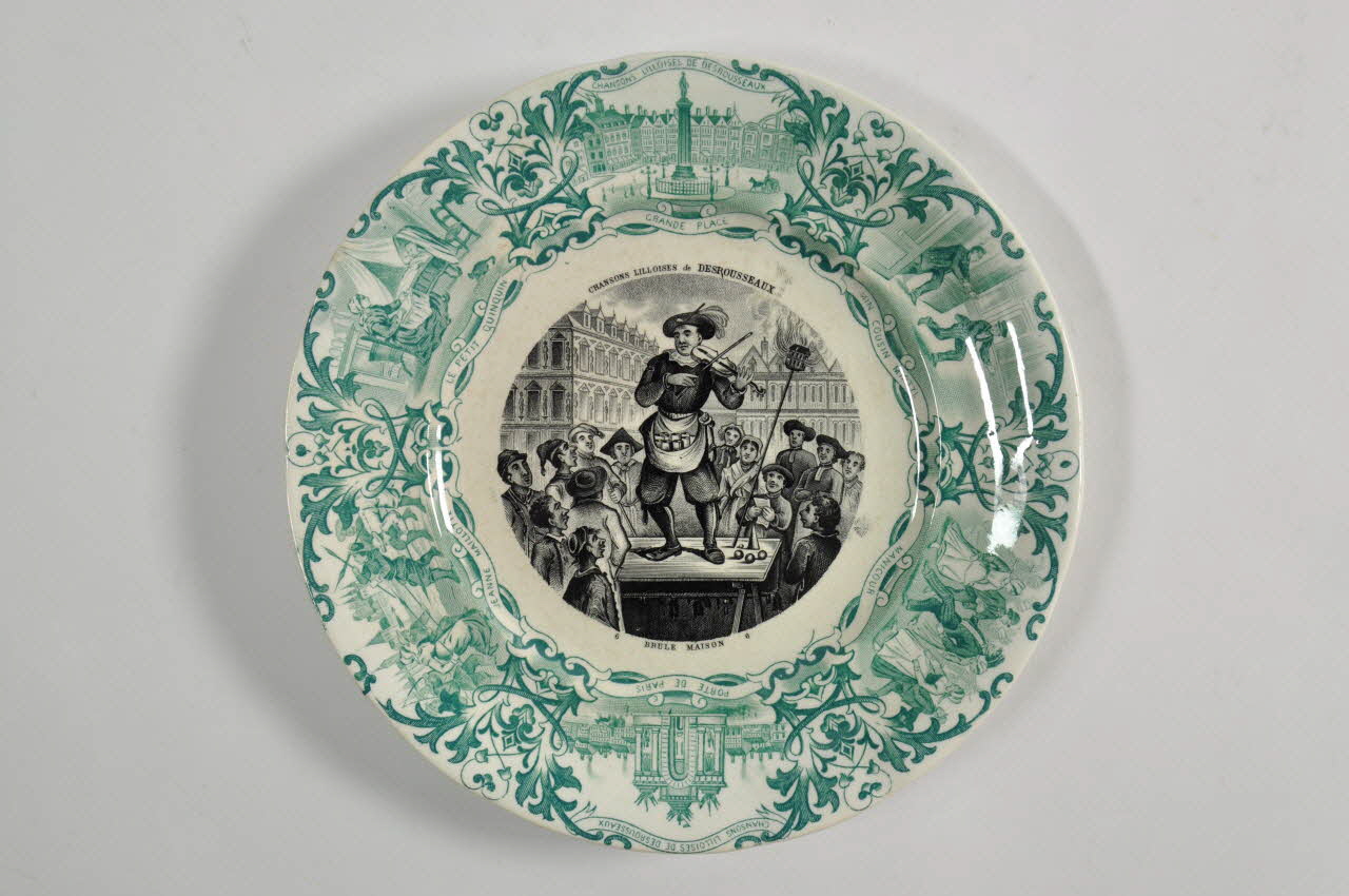 assiette plate Chansons lilloises de Desrousseaux 1968.20.6 Photo Mucem