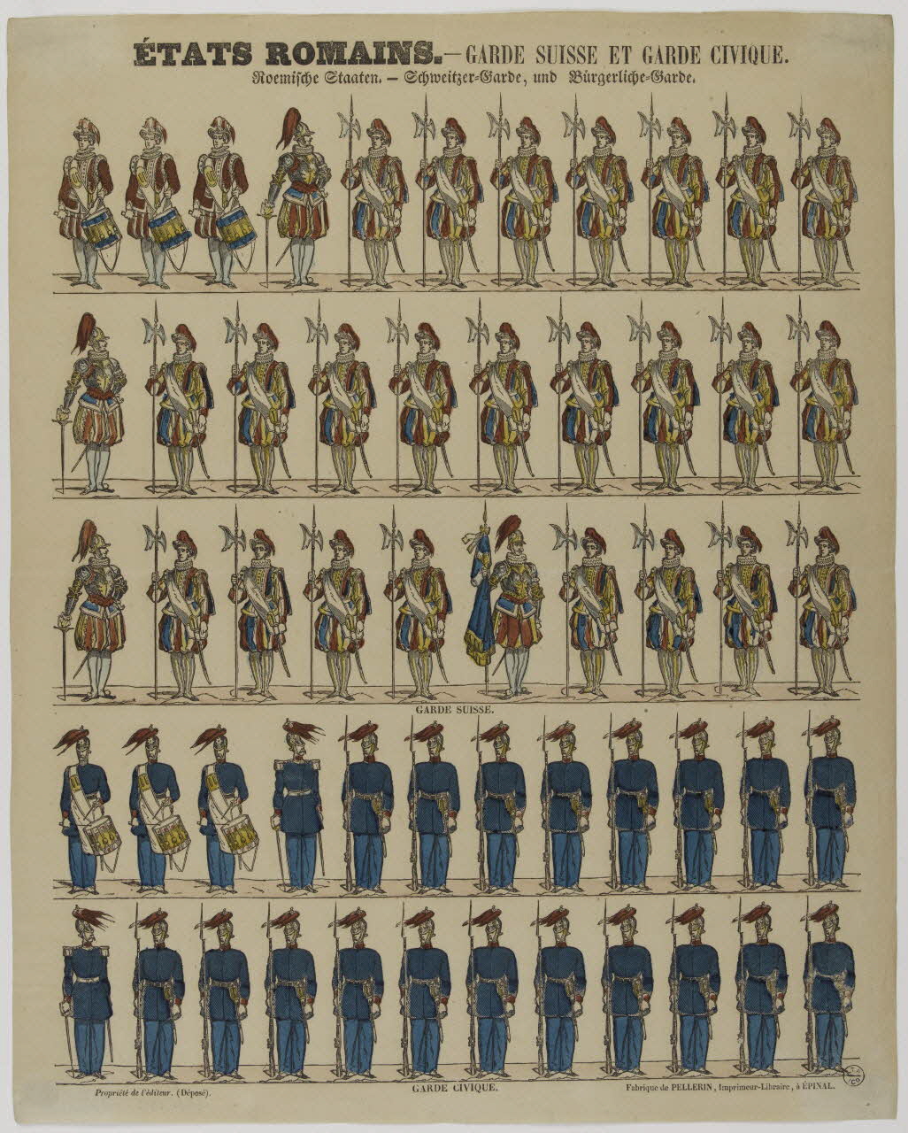 estampe ETATS ROMAINS. - GARDE SUISSE ET GARDE CIVIQUE. 1953.86.2392 Photo RMN-Grand Palais (Mucem)
