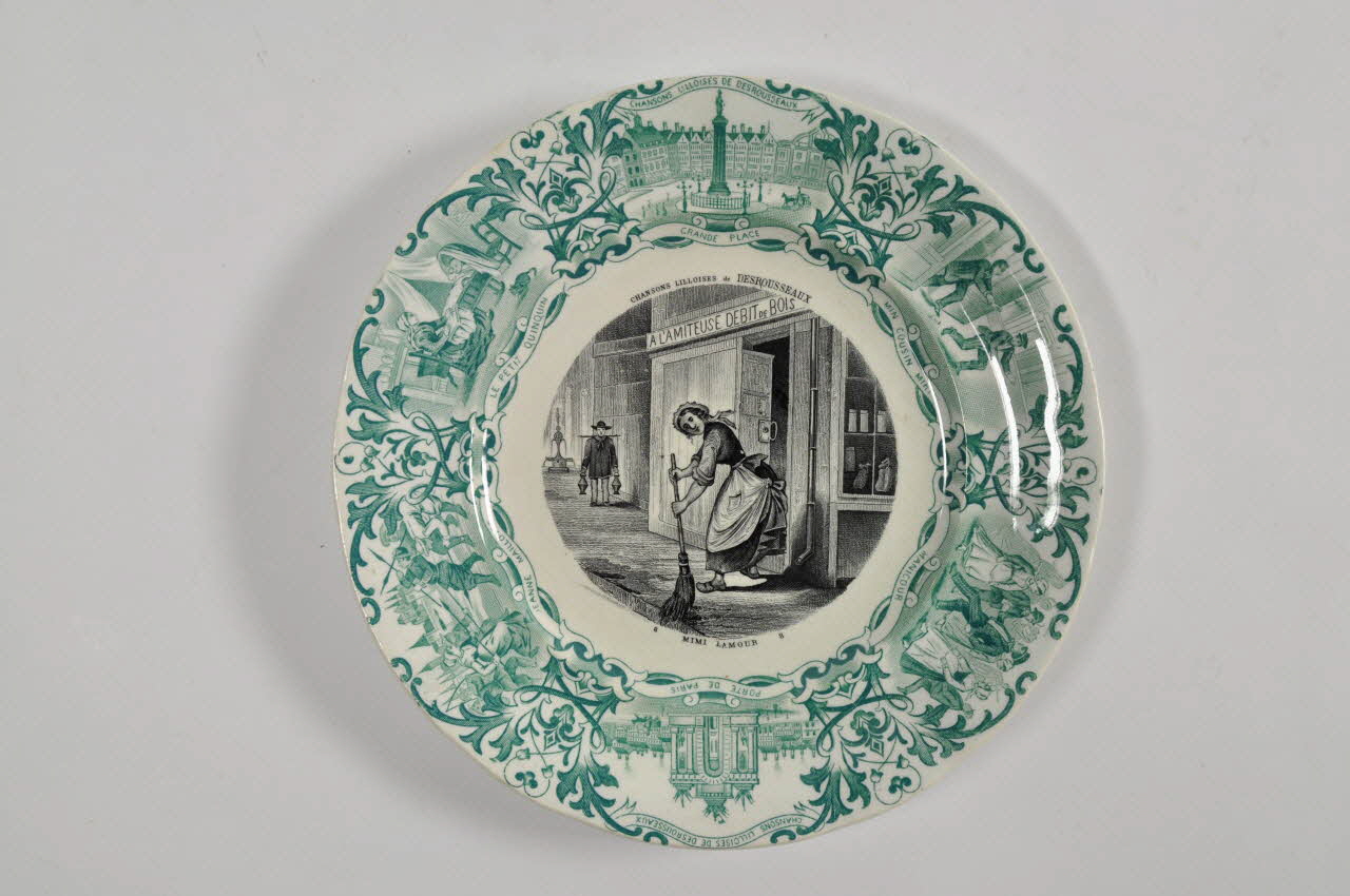 assiette plate Chansons lilloises de Desrousseaux 1968.20.8 Photo Mucem