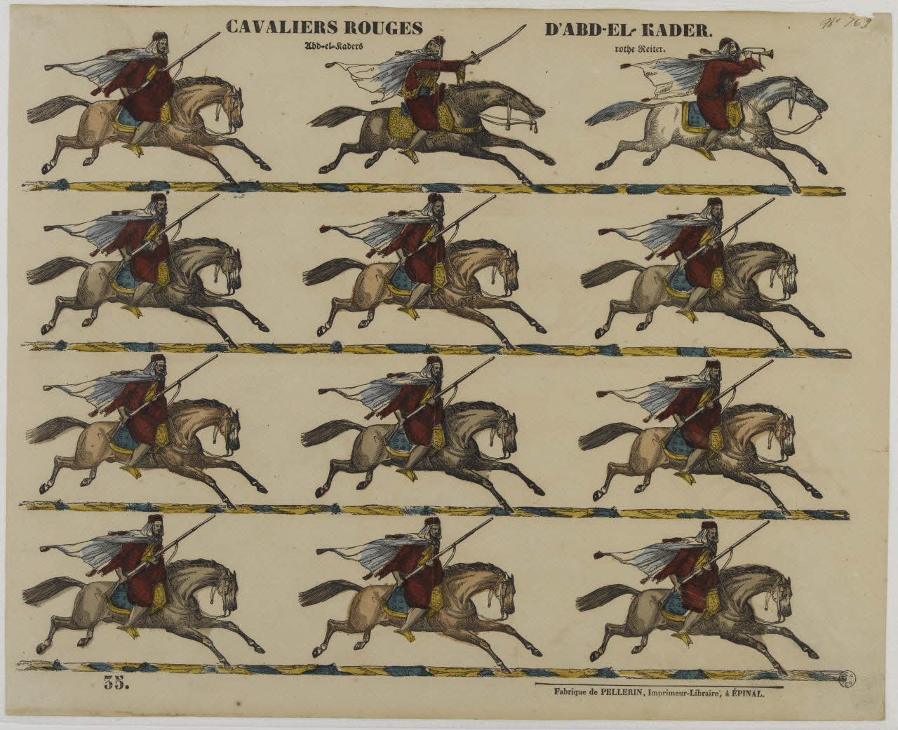 estampe CAVALIERS ROUGES D'ABD-EL-KADER. 1953.86.2525 Photo RMN-Grand Palais (Mucem)