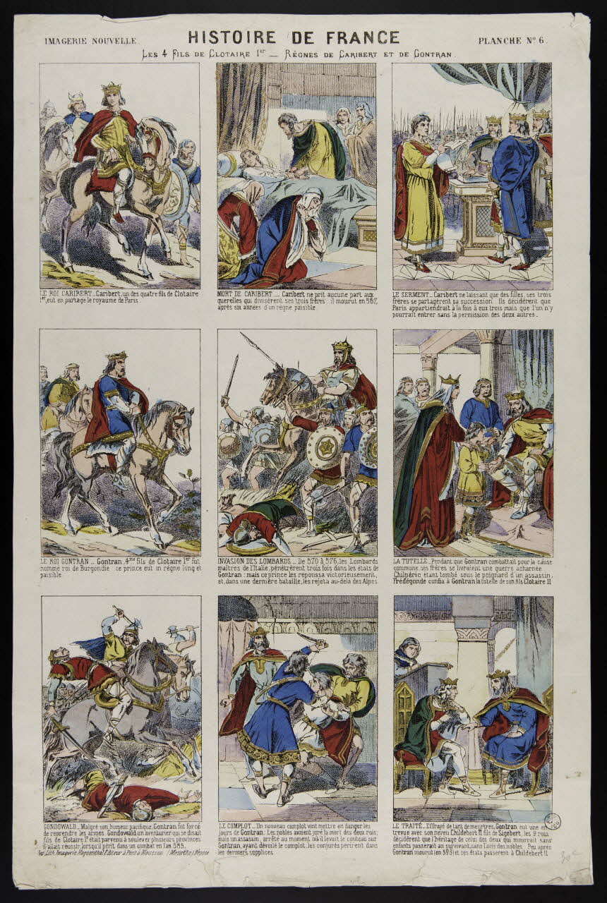 estampe HISTOIRE DE FRANCE  LES 4 FILS DE CLOTAIRE Ier - REGNES DE CARIBERT ET DE GONTRAN 1953.41.68 Photo