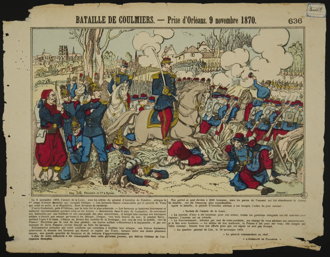 estampe BATAILLE DE COULMIERS. - Prise d'Orléans. 9 novembre 1870. 1953.41.84 Photo