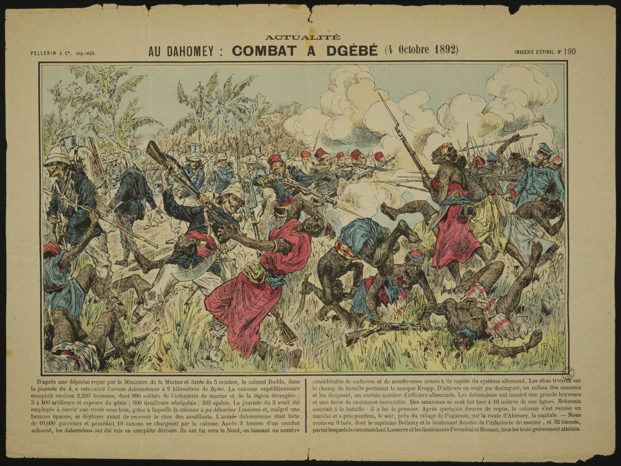 estampe AU DAHOMEY : COMBAT A DGEBE (4 Octobre 1892) 1953.41.85 Photo