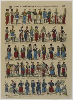 estampe TYPES DE L'ARMEE FRANCAISE, Etat-Major, Garde Impériale, Ligne & Marine. 1953.86.2720  Photo RMN-Grand Palais (Mucem)
