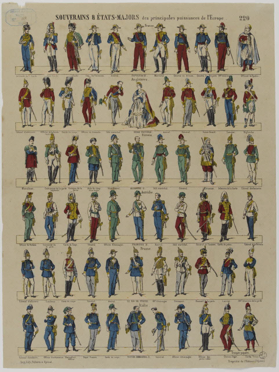 estampe SOUVERAINS & ETATS-MAJORS des principales puissances de l'Europe. 1953.86.2729 Photo RMN-Grand Palais (Mucem)