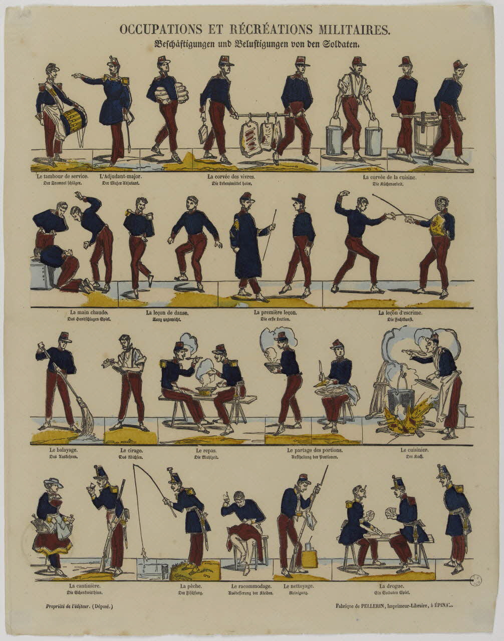 estampe OCCUPATIONS ET RECREATIONS MILITAIRES. 1953.86.2759 Photo RMN-Grand Palais (Mucem)