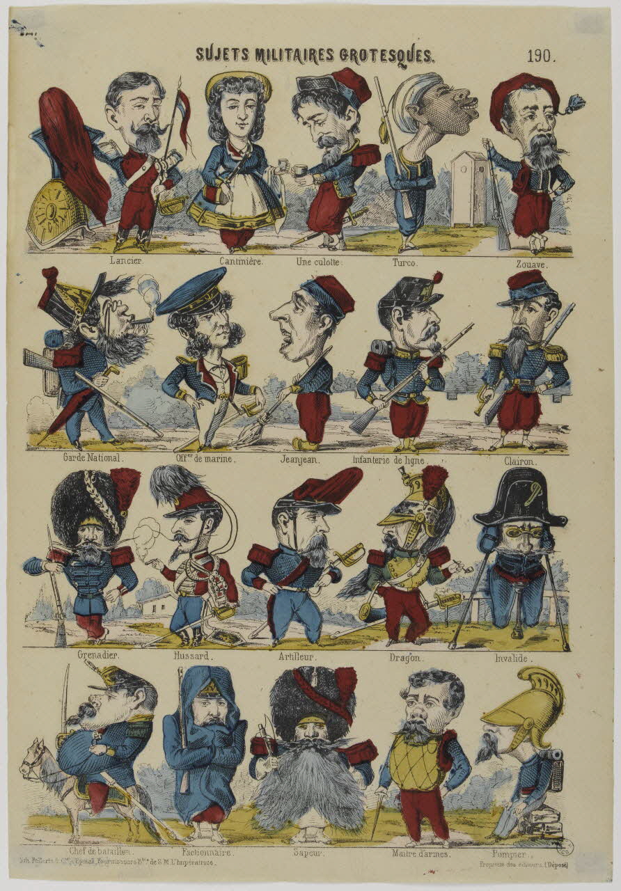 estampe SUJETS MILITAIRES GROTESQUES. 1953.86.2828 Photo RMN-Grand Palais (Mucem)