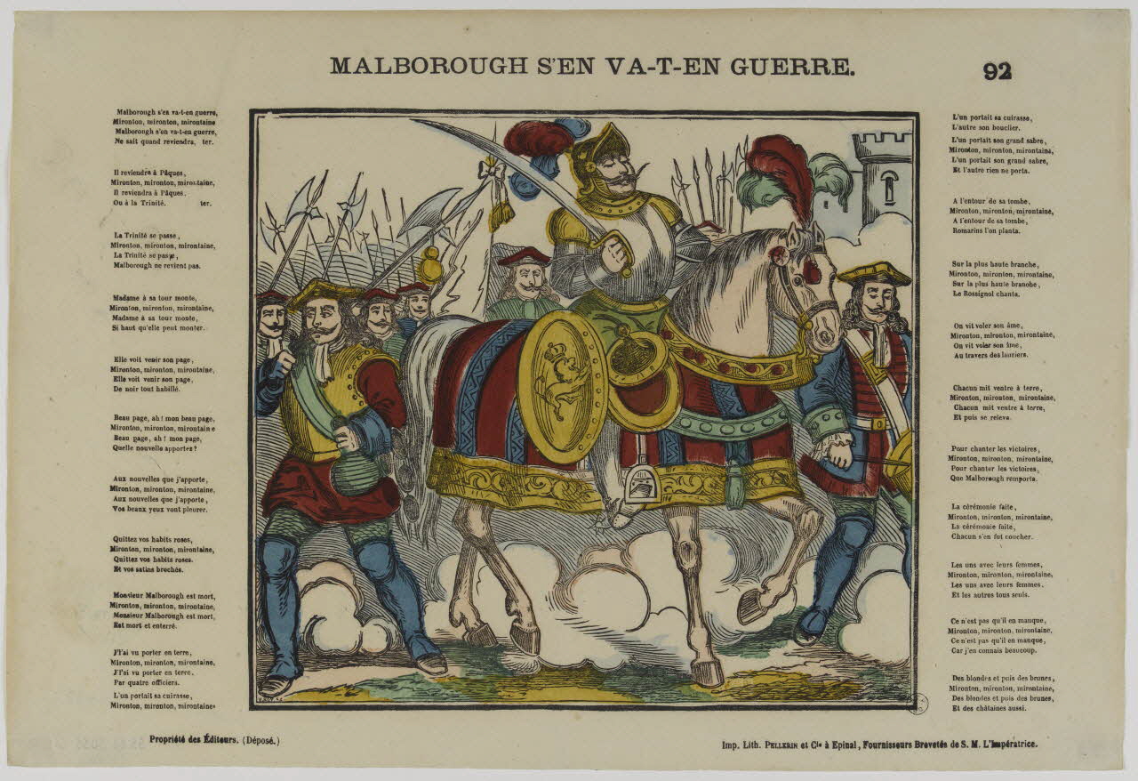 estampe MALBOROUGH S'EN VA-T-EN GUERRE. 1953.86.3033 Photo RMN-Grand Palais (Mucem)