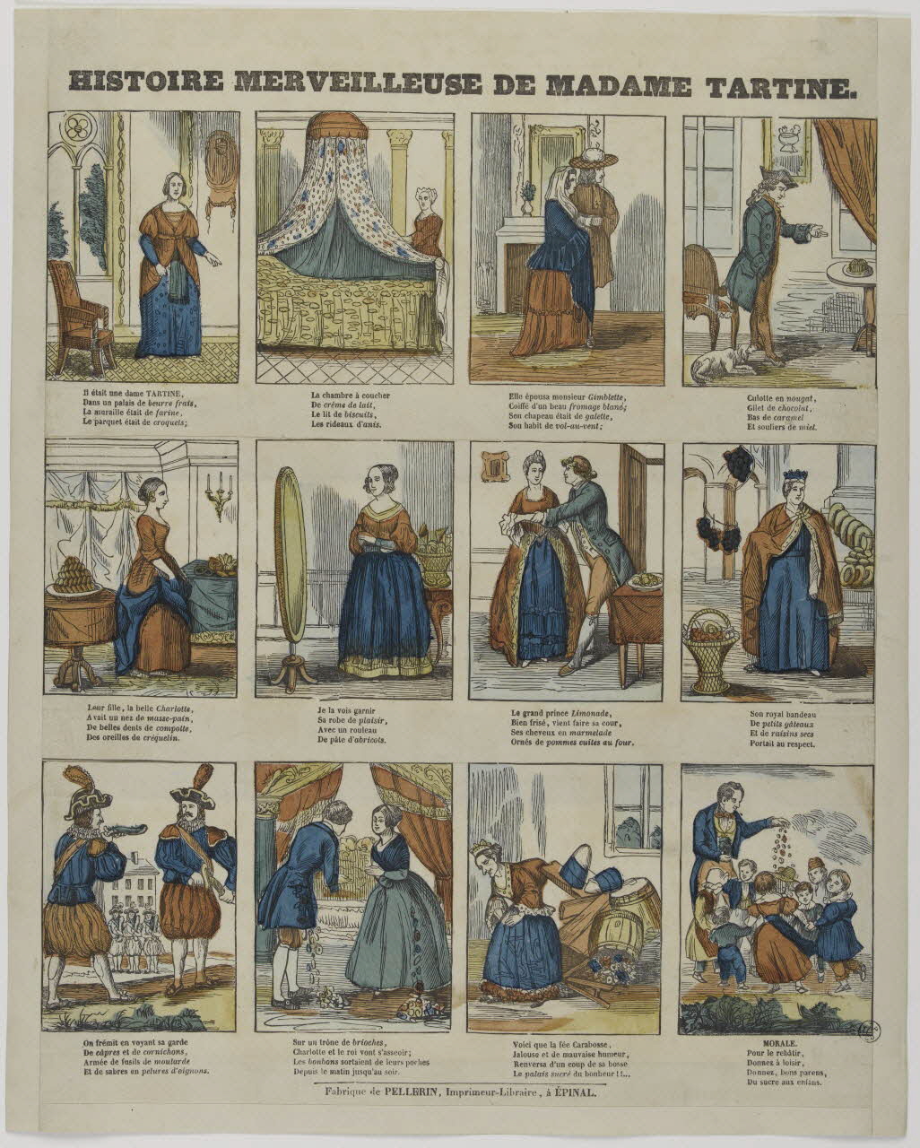estampe HISTOIRE MERVEILLEUSE DE MADAME TARTINE. 1953.86.3039 Photo RMN-Grand Palais (Mucem)