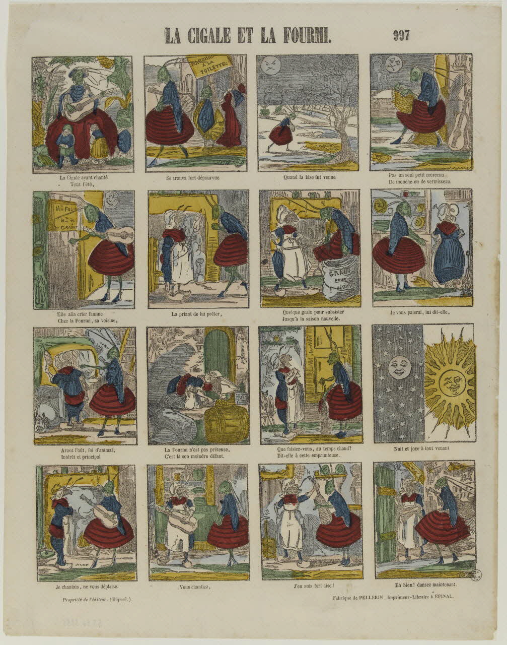 estampe LA CIGALE ET LA FOURMI. 1953.86.3256 Photo RMN-Grand Palais (Mucem)