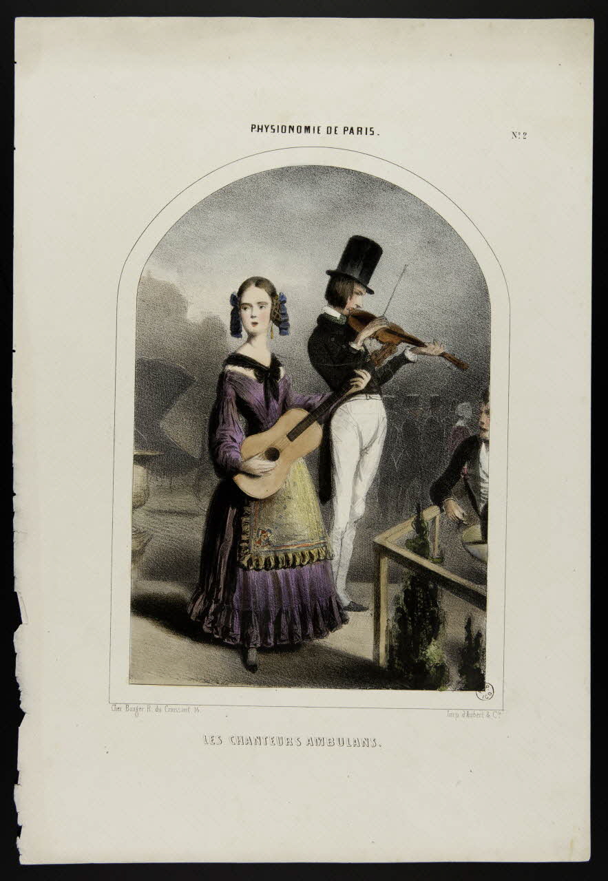 estampe PHYSIONOMIE DE PARIS.  LES CHANTEURS AMBULANS. (sic) 1953.55.1 Photo